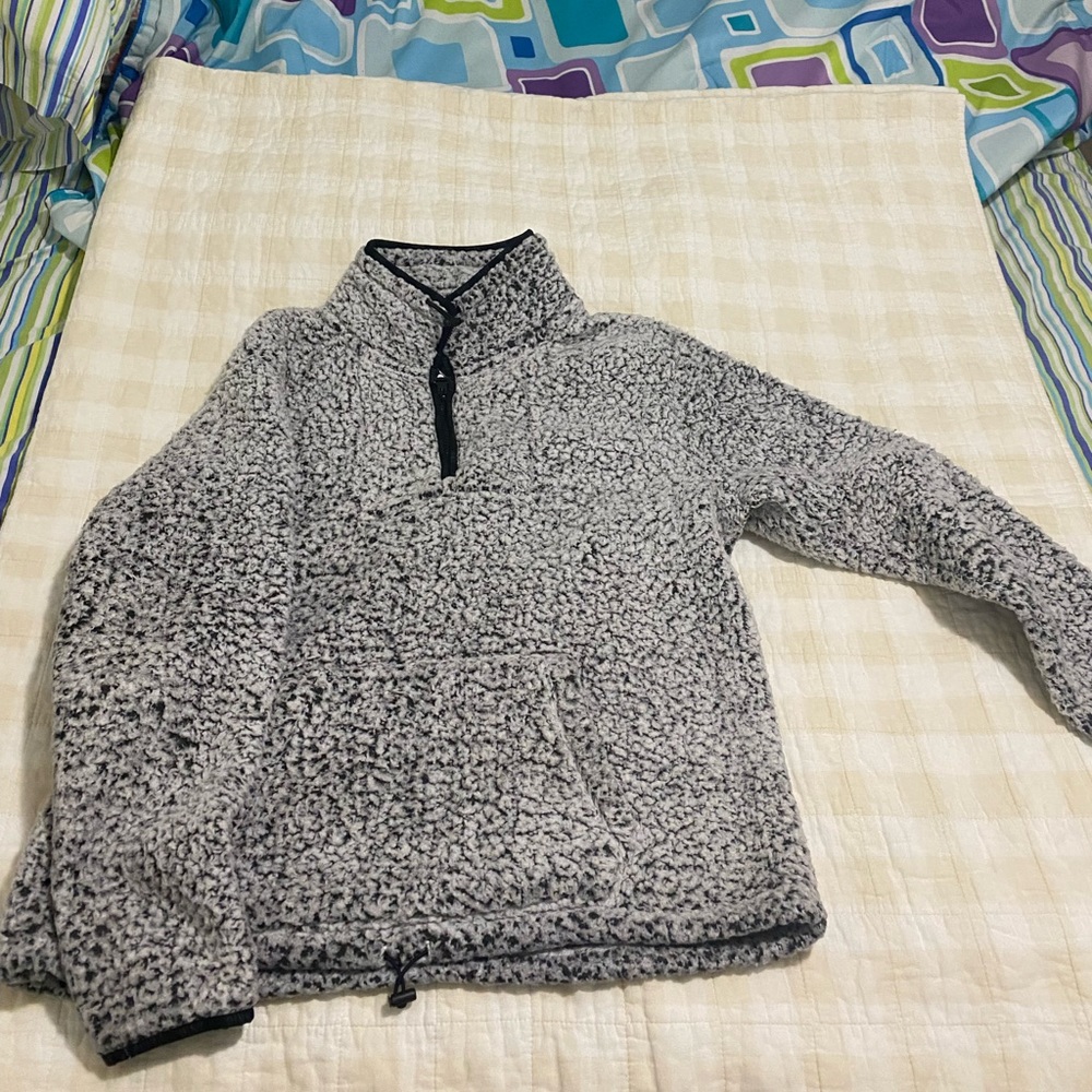 PINK gray fuzzy sweater